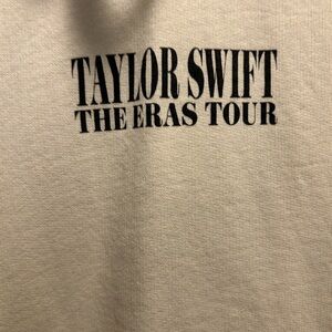 Taylor Swift Cream Hoodie with Black Text